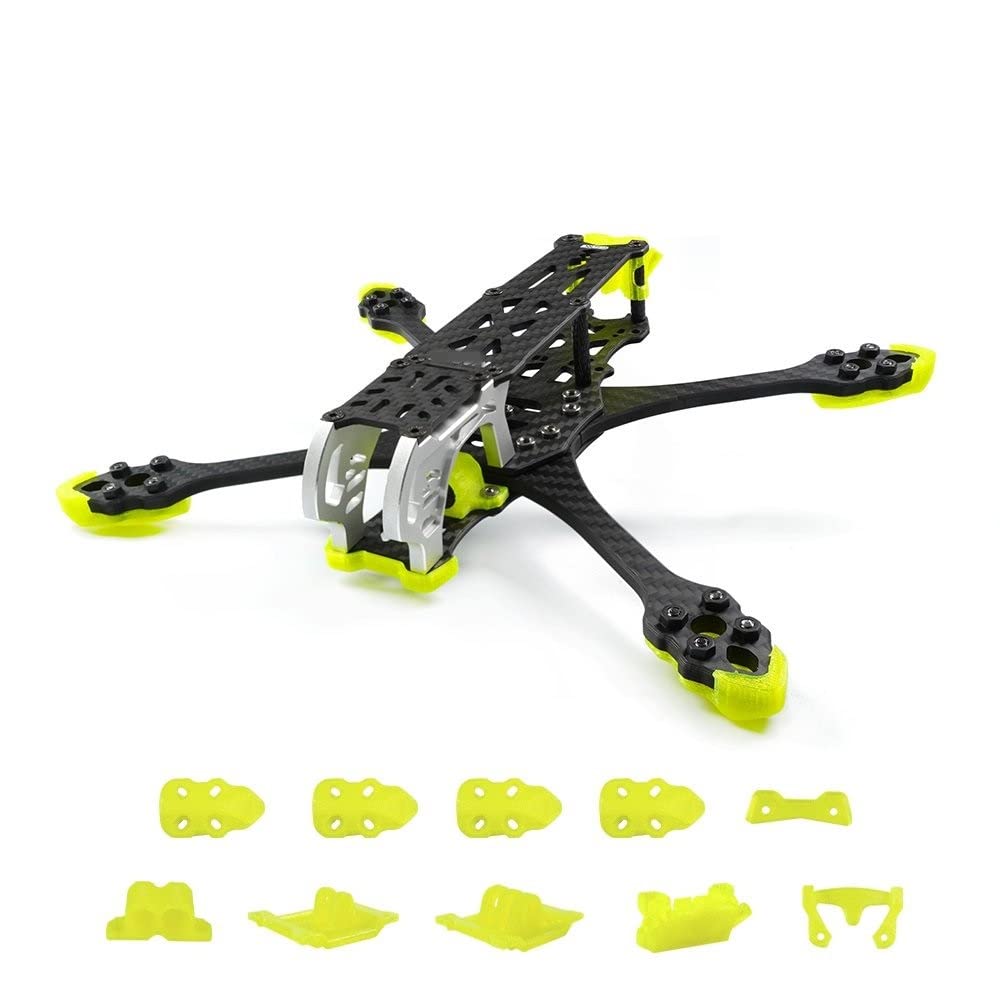 Kohlefaserrahmen Kompatibel mit DIY RC FPV Quadcopter, kompatibel mit Mark5-Serie Drohnenteilen und Zubehör Kompatibel mit GEP-MK5 Freestyle Drone(PRO FRAME YELLOW) von CFMIAWIC