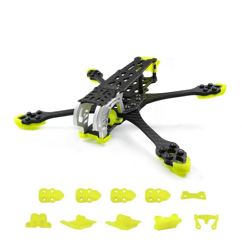 Kohlefaserrahmen Kompatibel mit DIY RC FPV Quadcopter, kompatibel mit Mark5-Serie Drohnenteilen und Zubehör Kompatibel mit GEP-MK5 Freestyle Drone(PRO FRAME YELLOW) von CFMIAWIC