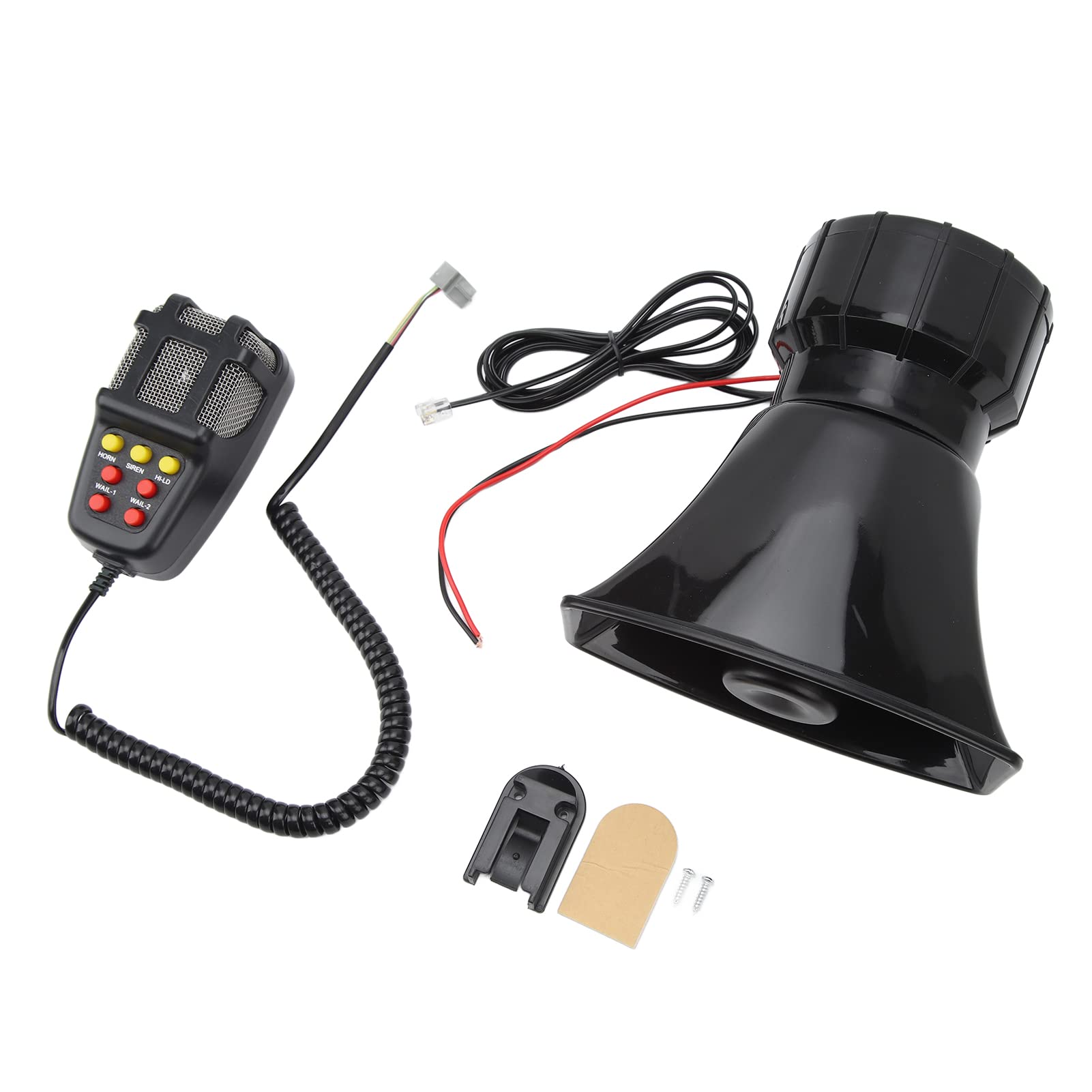 Alarmhorn Sirene 7 Sound Auto Sirene Horn Aufnahmefunktion Lautsprechersystem für 12V LKW LKW Boot Auto Das Sirenenhorn Besteht aus Leichtem Metall und Lässt Sich Schnell und von CFTGIW