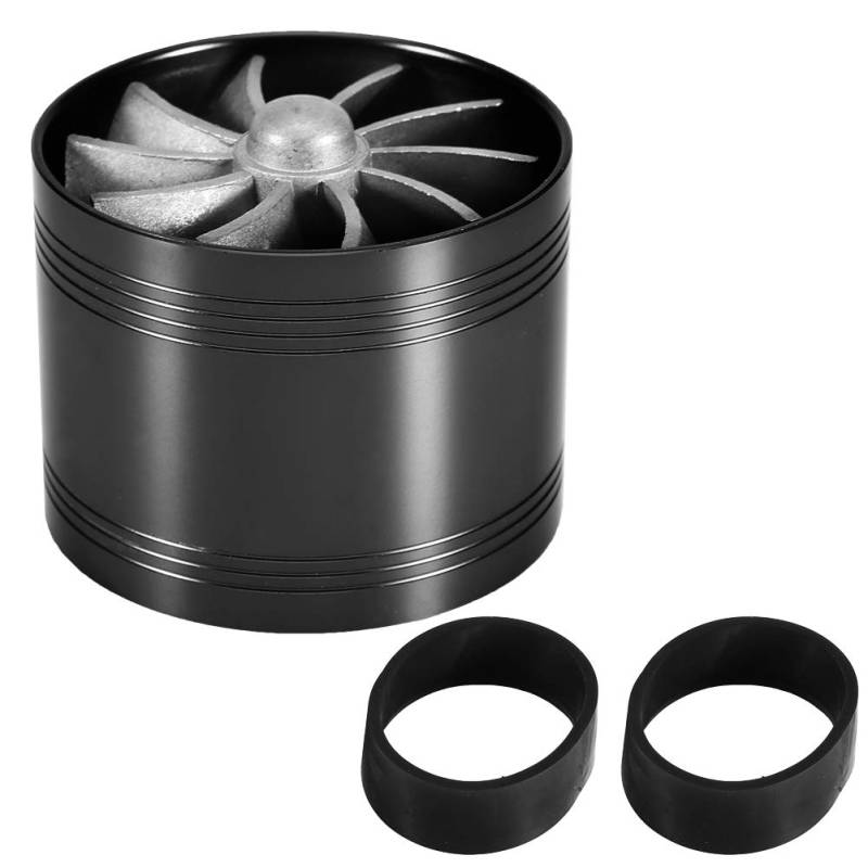 Auto Lufteinlass Turbonator Einzellüfter Turbine Super Gas Fuel Saver Turbo 64mm Aluminiumlegierung Gummi Lufteinlass Turbo (BLACK) von CFTGIW