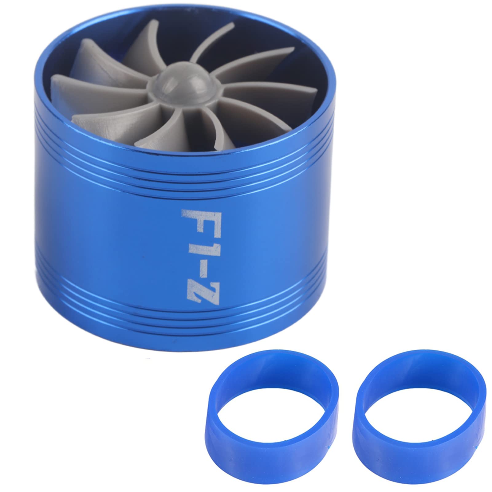 Auto Lufteinlass Turbonator Einzellüfter Turbine Super Gas Fuel Saver Turbo 64mm Aluminiumlegierung Gummi Lufteinlass Turbo (BLUE) von CFTGIW