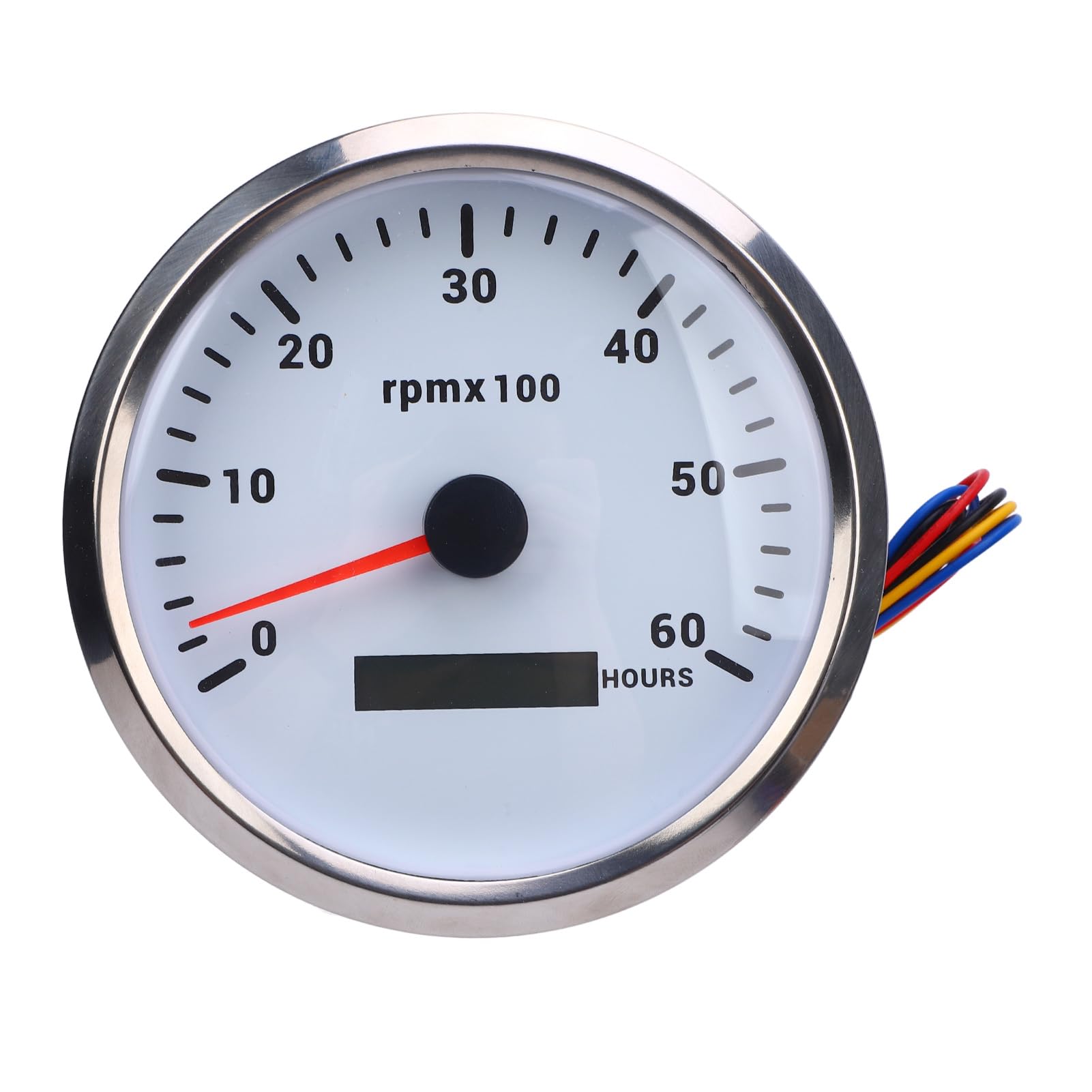 CFTGIW 110 Mm 4 3/8 -Zoll -Drehzahlmesser 7 Farb Hintergrundbeleuchtung 6000 U/min Messel mit Stunde Meter für LKW -Traktor -Anhängerauto RV -Boot DC 9 Bis (Weißes Zifferblatt von CFTGIW