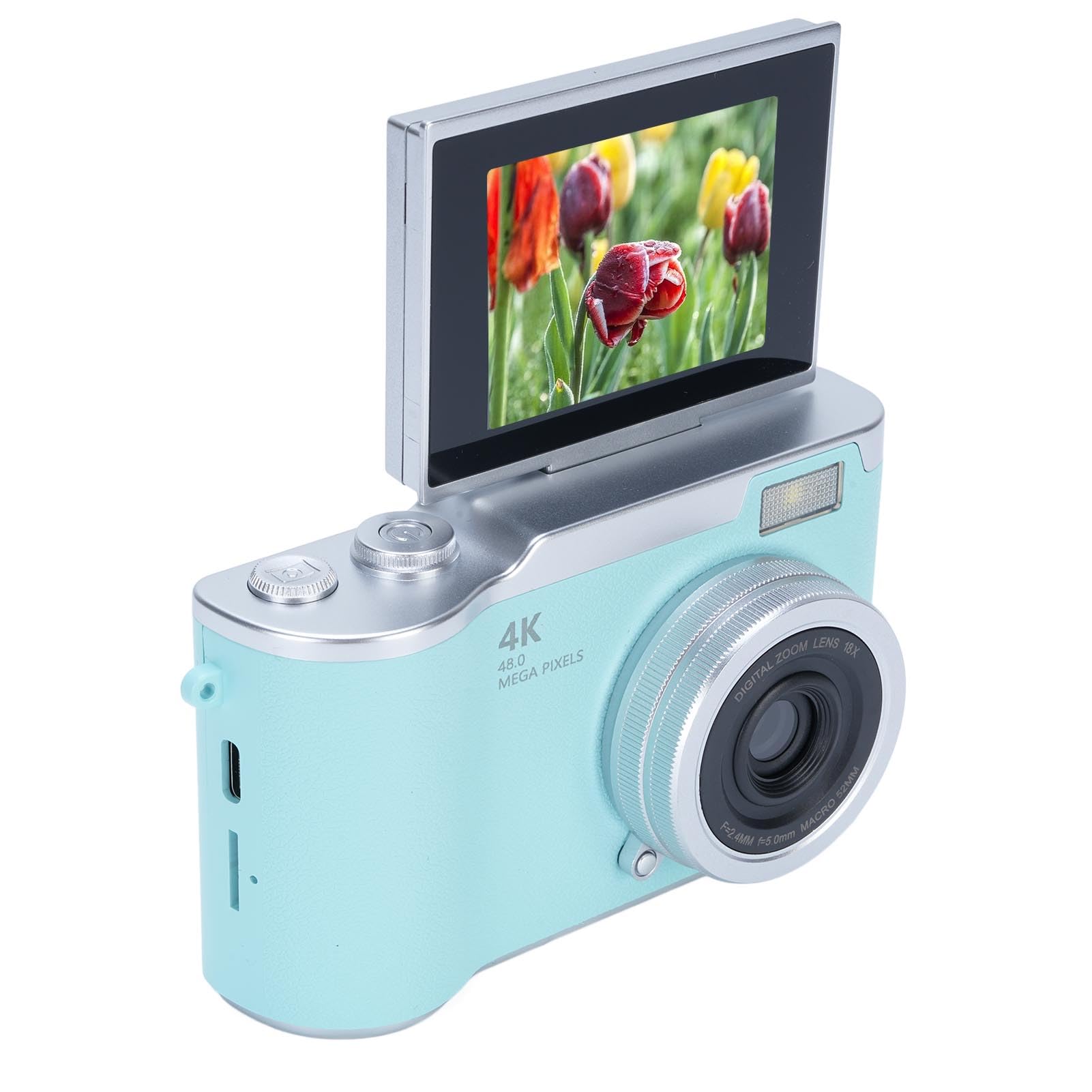 CFTGIW 48-MP-Digitalkamera, 1080P-Auflösung, 2,4-Zoll-HD-Klappbildschirm, 8-Fach-Digitalzoomkamera, Akku, Selbstauslöser, Musikfunktion für Fotografie und Video (Green) von CFTGIW