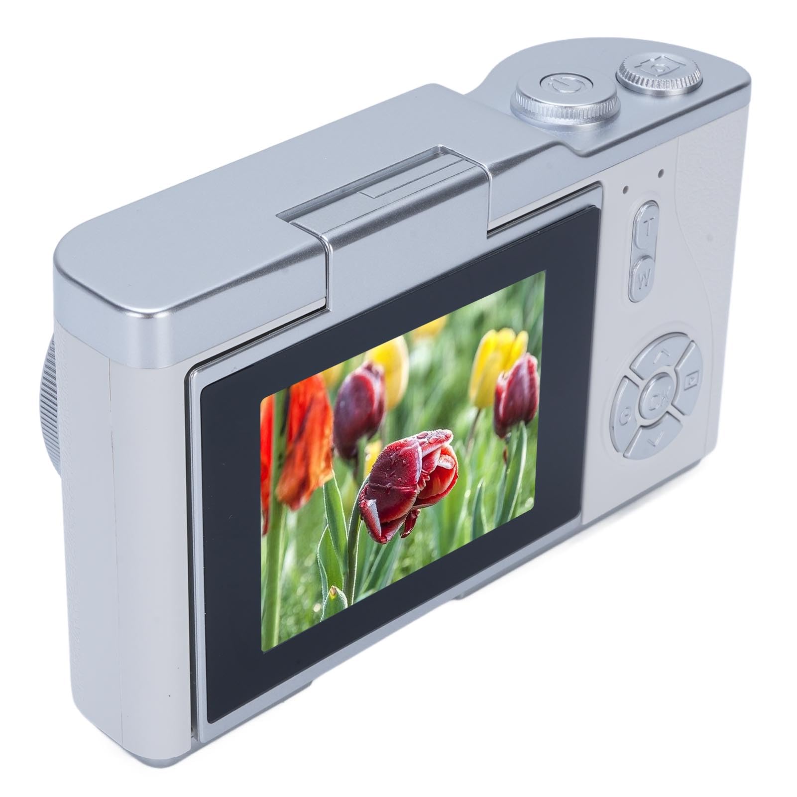 CFTGIW 48-MP-Digitalkamera, 1080P-Auflösung, 2,4-Zoll-HD-Klappbildschirm, 8-Fach-Digitalzoomkamera, Akku, Selbstauslöser, Musikfunktion für Fotografie und Video (White) von CFTGIW