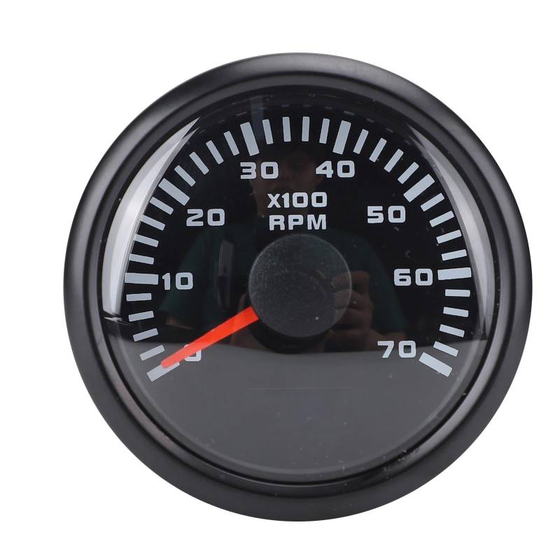 CFTGIW 52mm 7000 U/Min Tachometer mit Stundenmeter 7 Farb Hintergrundbeleuchtung DC 9-32 V Drehgang für LKW Traktorauto RV-Boot (Schwarzes Zifferblatt schwarzer Abdeckung CX6229B) von CFTGIW