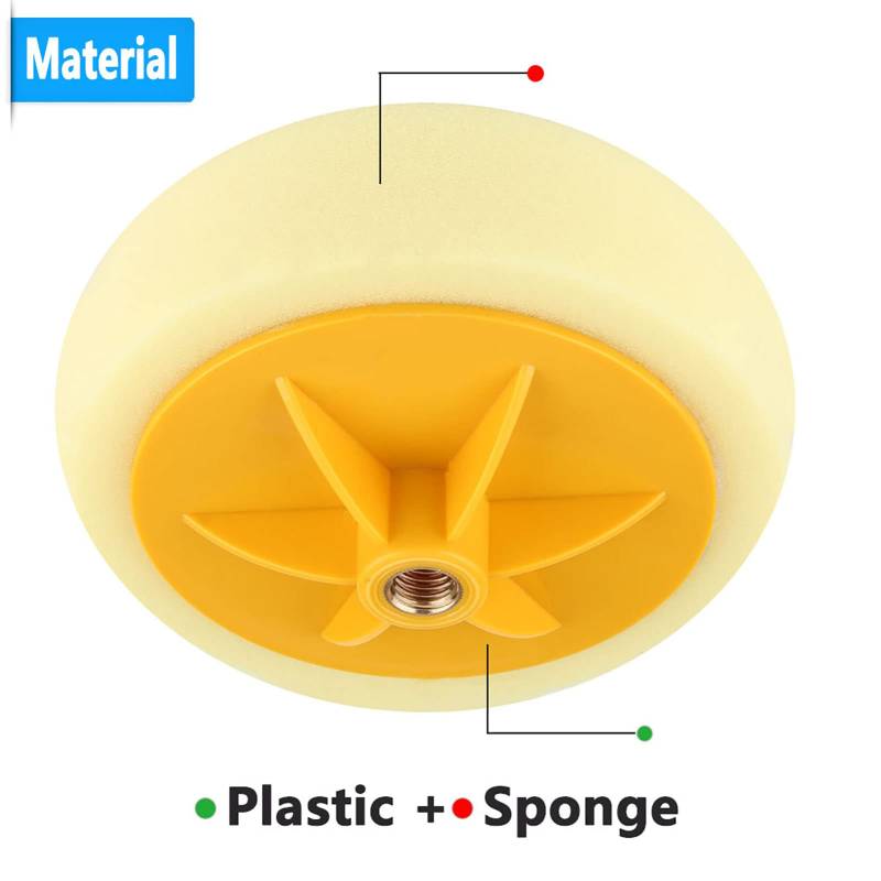 CFTGIW 6 Zoll 15 cm Schwamm Rad Polishing Pad Kit -Werkzeug mit Schraubenloch Professionelle Schwammpolster für Autospolierer Waschbar und Wiederverwendung (Yellow) von CFTGIW