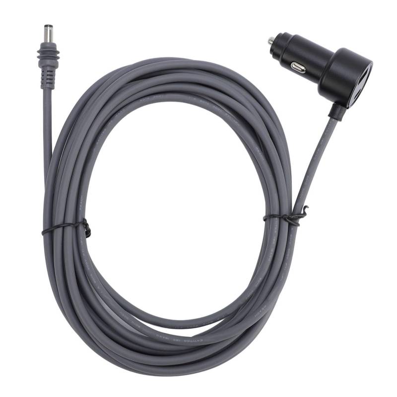 CFTGIW DC-Auto-Stromkabel, 16 Fuß, 18 AWG, Wasser-Zigarettenanzünderkabel für Mini-Satellitenschüssel, Wohnmobil, LKW, Boot, Grau, mit Schneller Stromübertragung für DC 12 Bis 48 von CFTGIW