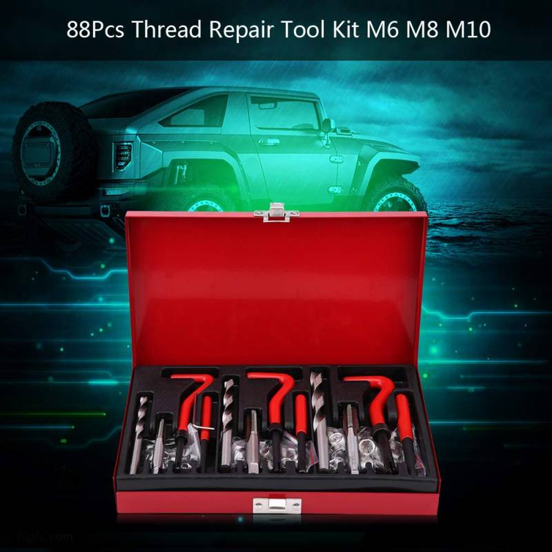 CFTGIW Fadenreparaturwerkzeugkit 88pcs, M6M10 -Fadenreparatur -Kit für die Motorreparatur und Andere Automobile, Hilft Dabei von CFTGIW