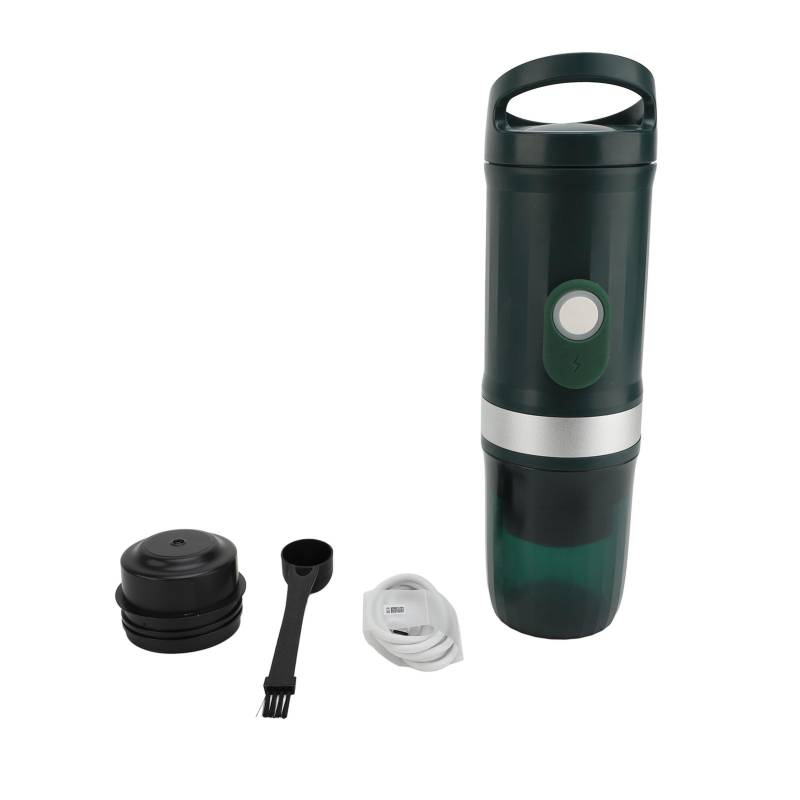 CFTGIW Tragbare Elektrische Kaffeemaschine, 20 -bar -Druck, Bequemer Griff, Doppelmodus Wiederaufladbarer Reisekaffeemaschine für das Camping mit Akku (Green) von CFTGIW