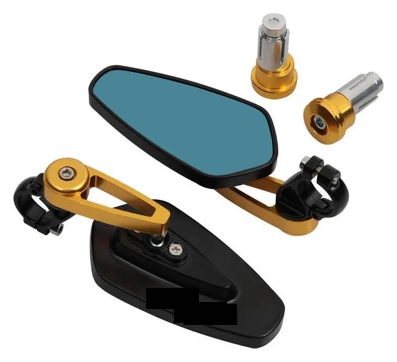 Motorrad Rückspiegel Für CB750 CB 750 Für HORNET 2023 Motorrad Aluminium Rückansicht Griff Bar End Side Rückspiegel Lenker Griffe(Gold B9) von CFUNMNVBVZ