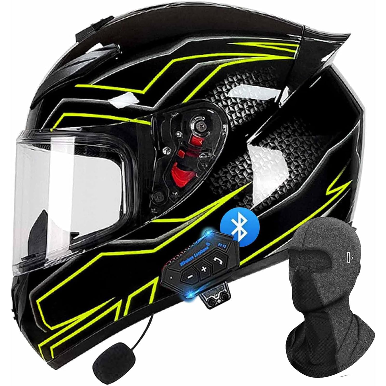 Motorrad-Klapphelm Für Erwachsene Integrierter ECE-Zugelassener Bluetooth-Helm Mit Doppelvisier Motorrad-Sturzhelm Für Männer Und Frauen Automatische Antwort S~XXXL(52~64CM) von CFZWJ