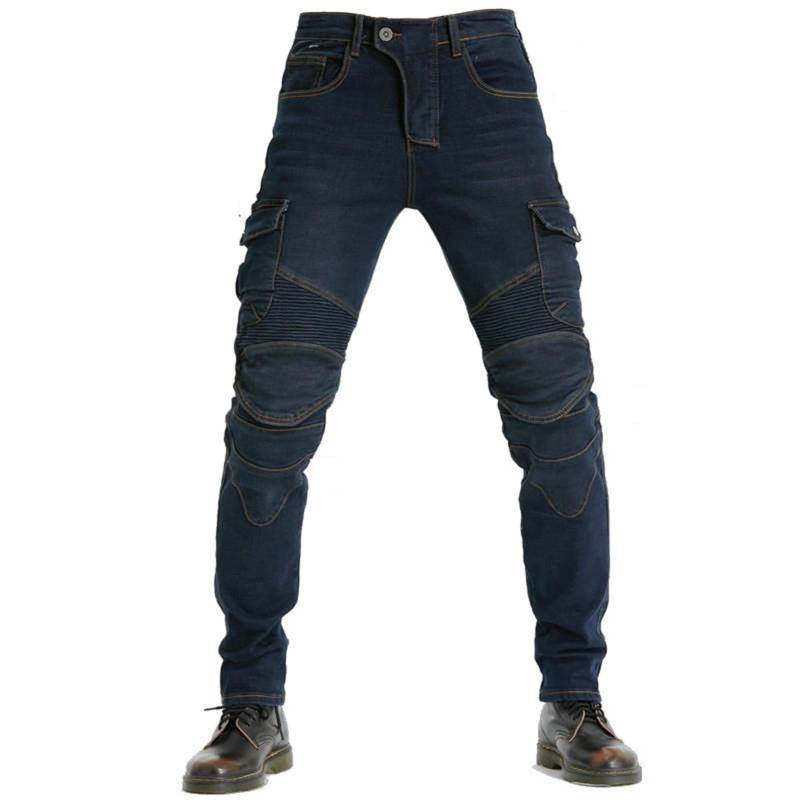 CFlong Motorrad-Jeanshose Für Herren/Damen, Sturzfeste Jeans Mit Geradem Bein Und 4 Arten Von Schutzausrüstung, Motorradhose Für Motorradrennfahrer (Blau,3XL) von CFlong