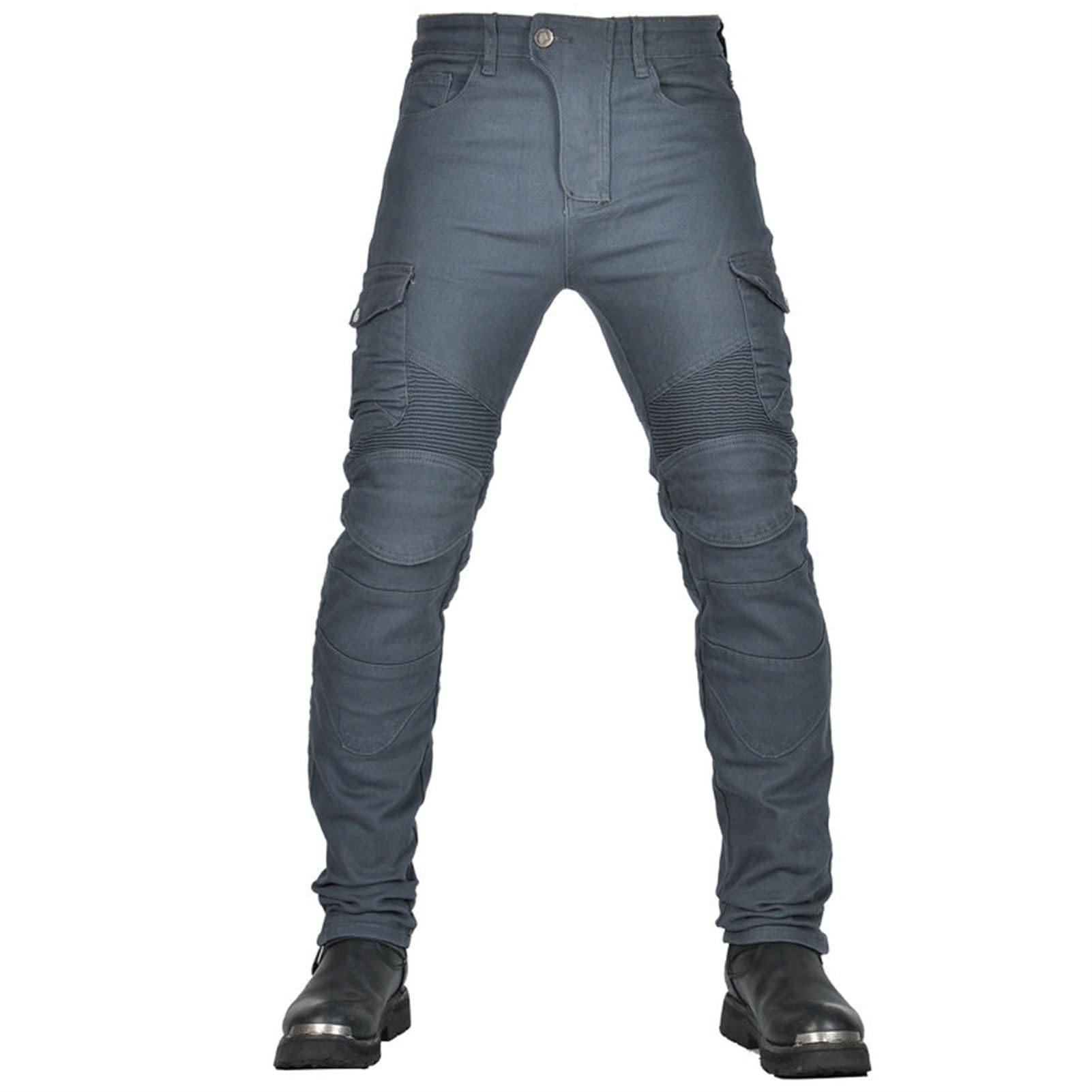 CFlong Motorrad-Jeanshose Für Herren/Damen, Sturzfeste Jeans Mit Geradem Bein Und 4 Arten Von Schutzausrüstung, Motorradhose Für Motorradrennfahrer (Grau,3XL) von CFlong