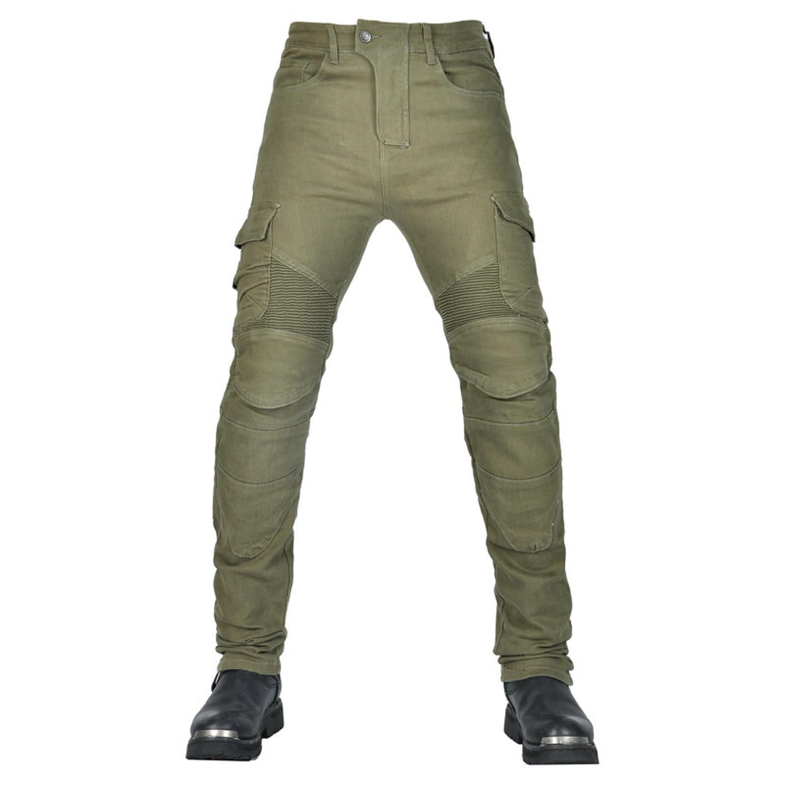 CFlong Motorrad-Jeanshose Für Herren/Damen, Sturzfeste Jeans Mit Geradem Bein Und 4 Arten Von Schutzausrüstung, Motorradhose Für Motorradrennfahrer (GrüN,3XL) von CFlong