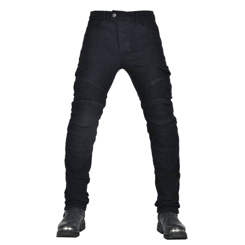 CFlong Motorrad-Jeanshose Für Herren/Damen, Sturzfeste Jeans Mit Geradem Bein Und 4 Arten Von Schutzausrüstung, Motorradhose Für Motorradrennfahrer (Schwarz,3XL) von CFlong