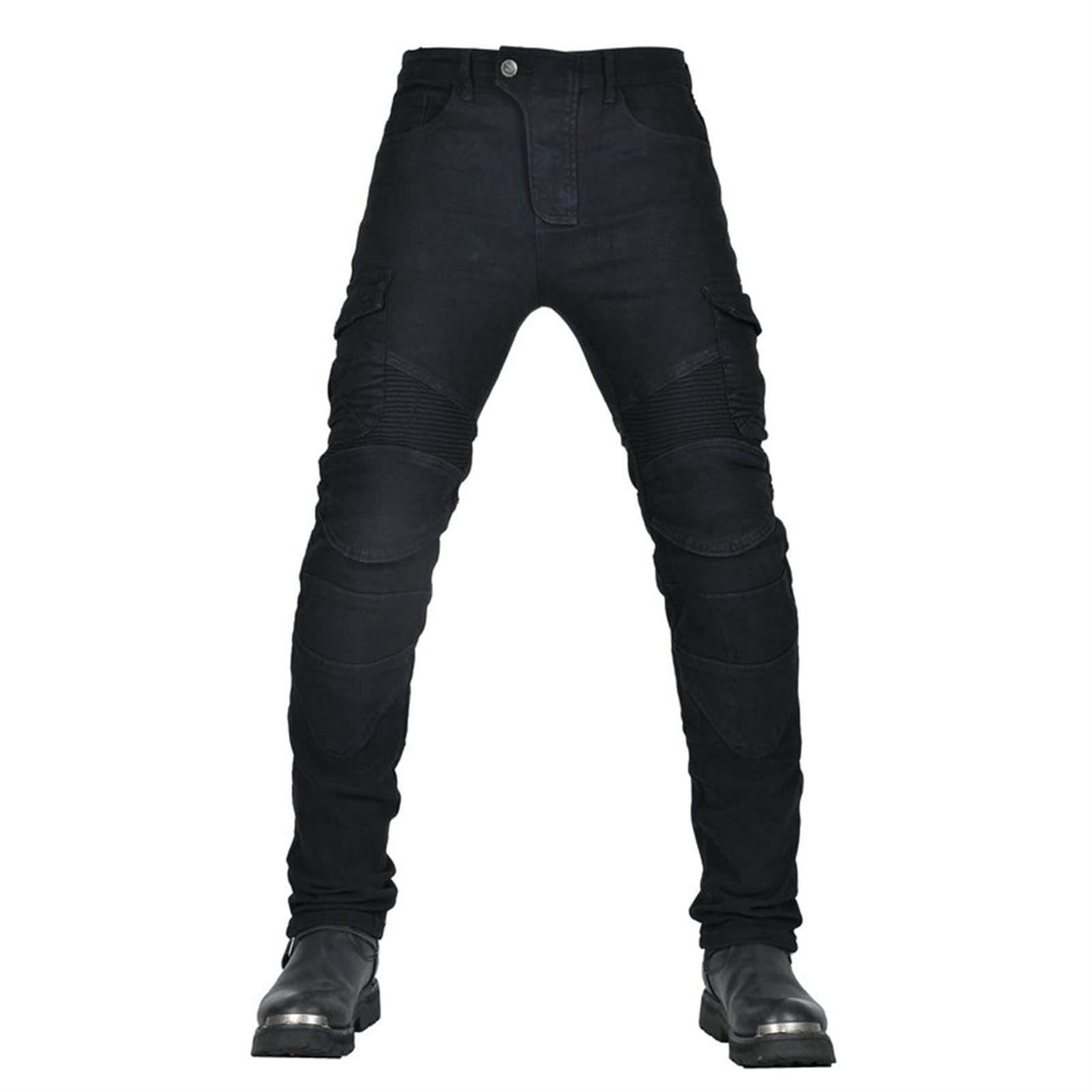 CFlong Motorrad-Jeanshose Für Herren/Damen, Sturzfeste Jeans Mit Geradem Bein Und 4 Arten Von Schutzausrüstung, Motorradhose Für Motorradrennfahrer (Schwarz,6XL) von CFlong