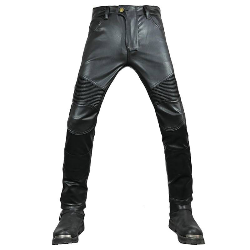 CFlong Motorradhose leder Herren/Damen mit protektoren - Schwarz Vollnarbiges Lederhose echtleder mit rüstung Biker gepanzerte (Schwarz,XXL) von CFlong