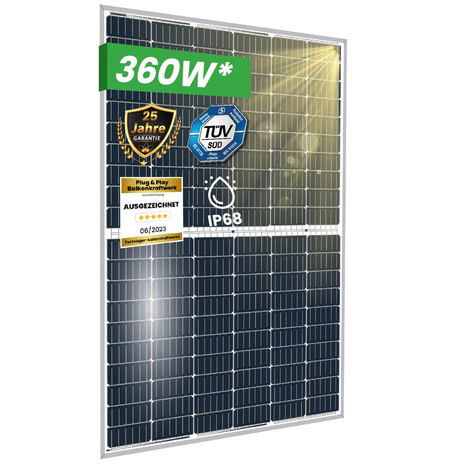 10x 360W Solarpanel Monokristalline PERC Photovoltaik Solarmodul von CG Camper Gold