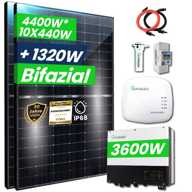 EPP.Solar® 4400W/3600W Solaranlage | Growatt 3,6 kW Wechselrichter WIFI Smart PV Anlage von CG Camper Gold