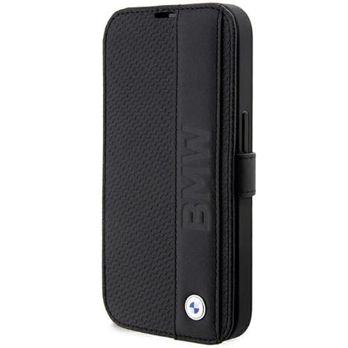 BMW BMBKP14L22RDPK Hülle für iPhone14 Pro 6,1" Schwarz Bookcase Leather Textured&Stripe von CG MOBILE