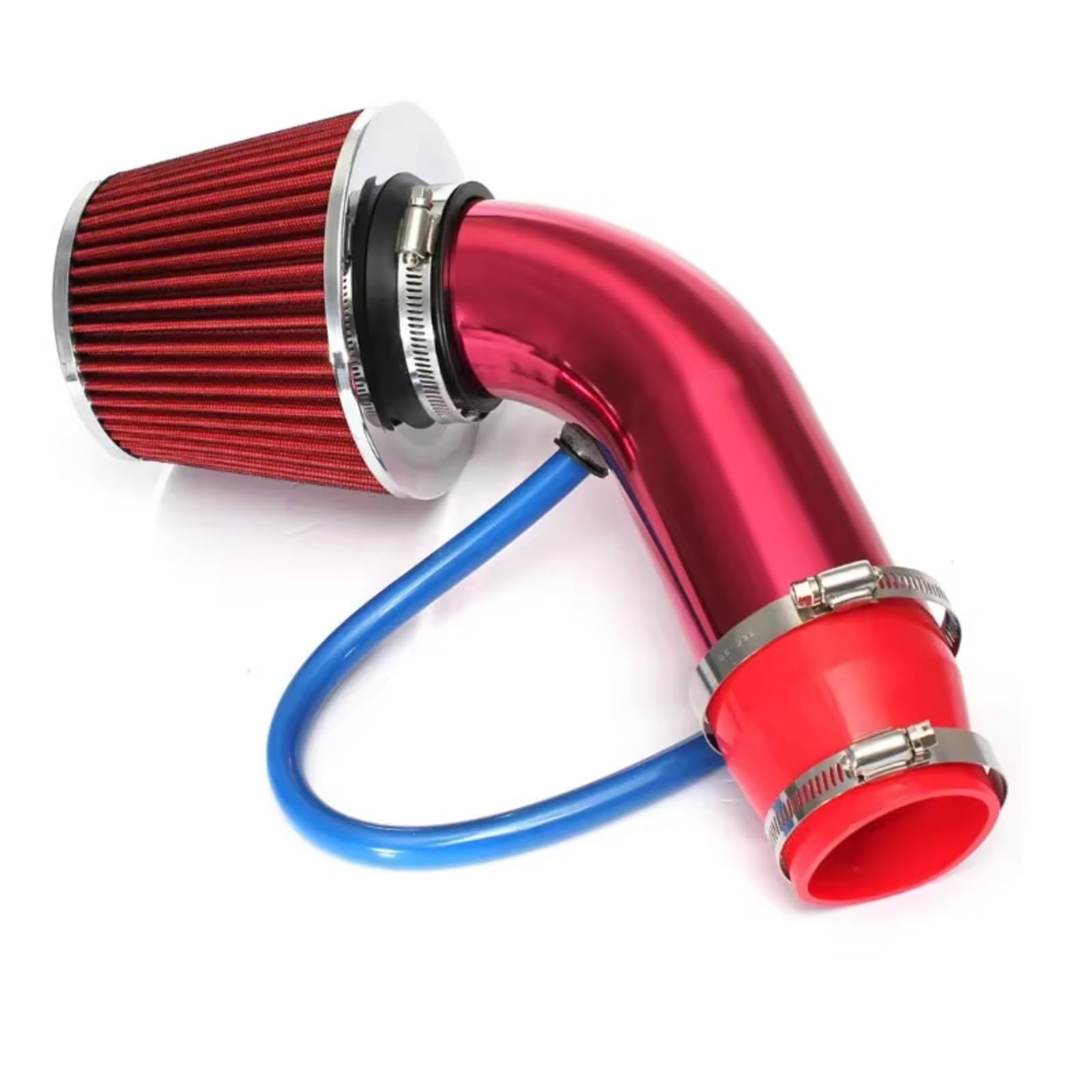 Ansaugschlauch 76mm Universal Car Racing Cold Air Intake Turbo Induction Pipe Tube Kit Aluminium Mit Kegelluftfiltereinlass Auto Ansaugrohr(Red) von CGBWMB