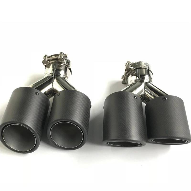 Auto Endrohre 1 Paar Universal Dual Tail Pipes Auspuff TIPP Carbon Fiber Schalldämpfer Rohr Für Jedes Auto Auto Auspuff Endrohr(54MM IN 76MM Out) von CGBWMB