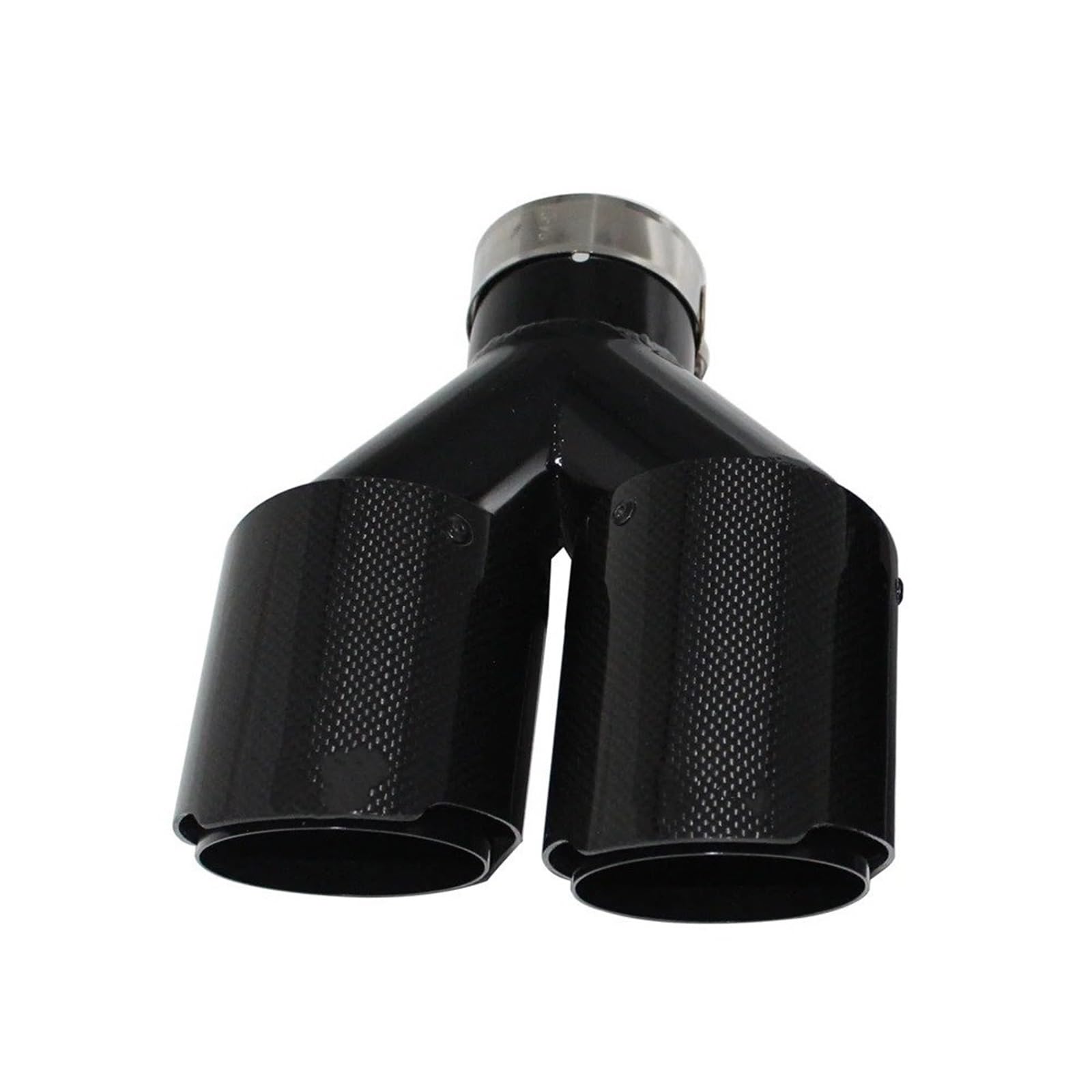 Auto Endrohre Auto Carbon Fiber Glänzend Schalldämpfer Spitze Y Form Doppel Auspuffrohr Schalldämpfer Düse Universal Auto Auspuff Endrohr(Left 60mm-101mm) von CGBWMB