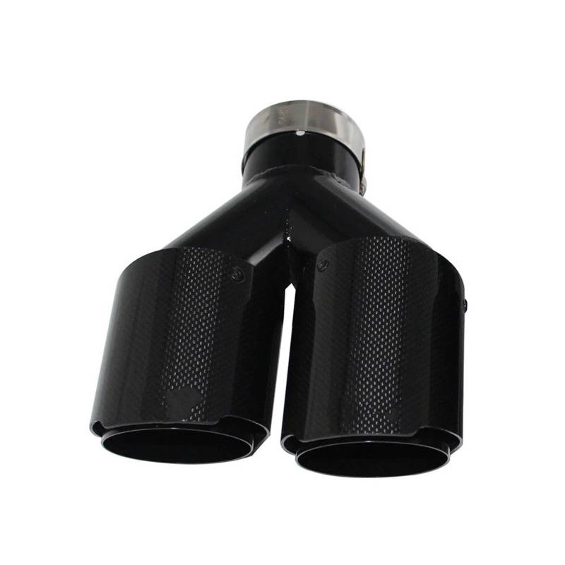 Auto Endrohre Auto Carbon Fiber Glänzend Schalldämpfer Spitze Y Form Doppel Auspuffrohr Schalldämpfer Düse Universal Auto Auspuff Endrohr(Right 60mm-89mm) von CGBWMB