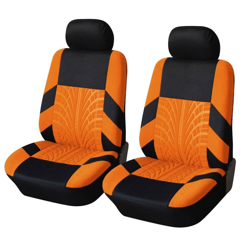 Auto-Sitzbezüge Autositzbezüge Komplettes Set Stoff Universelle Passform Für Den Automobilbereich Low Back Frontairbag Kompatibel Geteilte Sitzbank Rücksitz Waschbar Autositzbezüge(2Seats-Orange) von CGBWMB