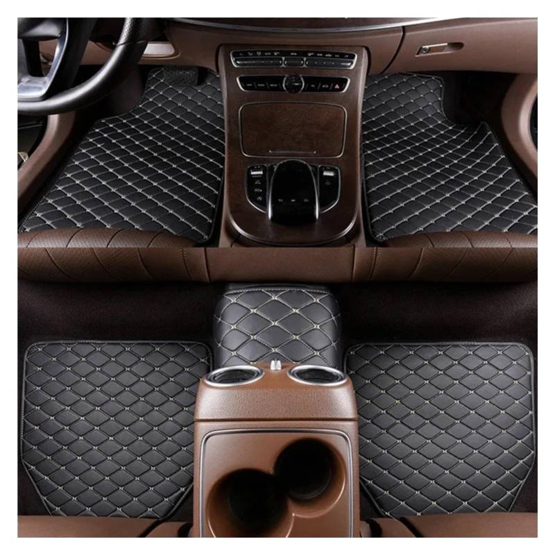 Autoteppiche Auto-Fußmatten 5-teilig Universal PU-Leder wasserdicht Auto-Fußpolsterschutz Auto-Innenraum Auto-Innenraum-Zubehör Fussmatten Auto(Black-beige) von CGBWMB