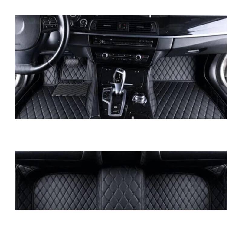 Autoteppiche Für Citroen C4 Für Cactus 2014~2020 wasserdichte Leder-Automatte Komplettset Autozubehör Automatten Boden Fussmatten Auto(Black 1set,Linkslenker) von CGBWMB