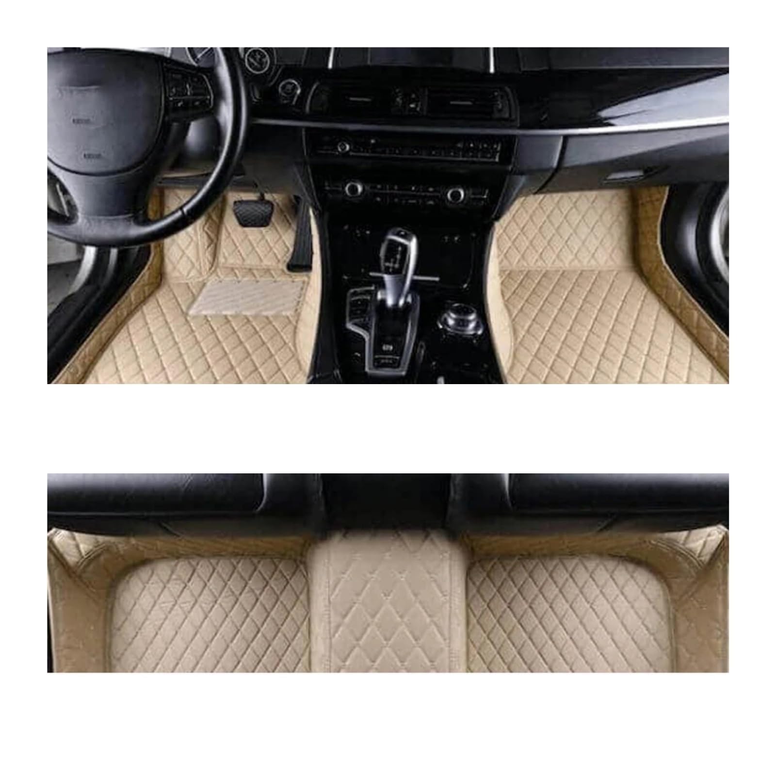 Autoteppiche Für E60 2004 2005 2006 2007 2008 2009 2010 Teppiche Fußpolster Maßgefertigte Auto-Fußmatten Aus Leder Fussmatten Auto(Beige 1set,Linkslenker) von CGBWMB