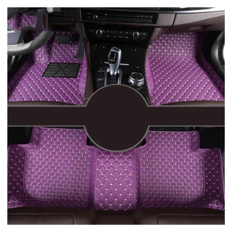 Autoteppiche Für FIAT 500 500C Auto Teppiche Fuß Coche Zubehör Custom Car Fußmatten Fussmatten Auto(Purple) von CGBWMB