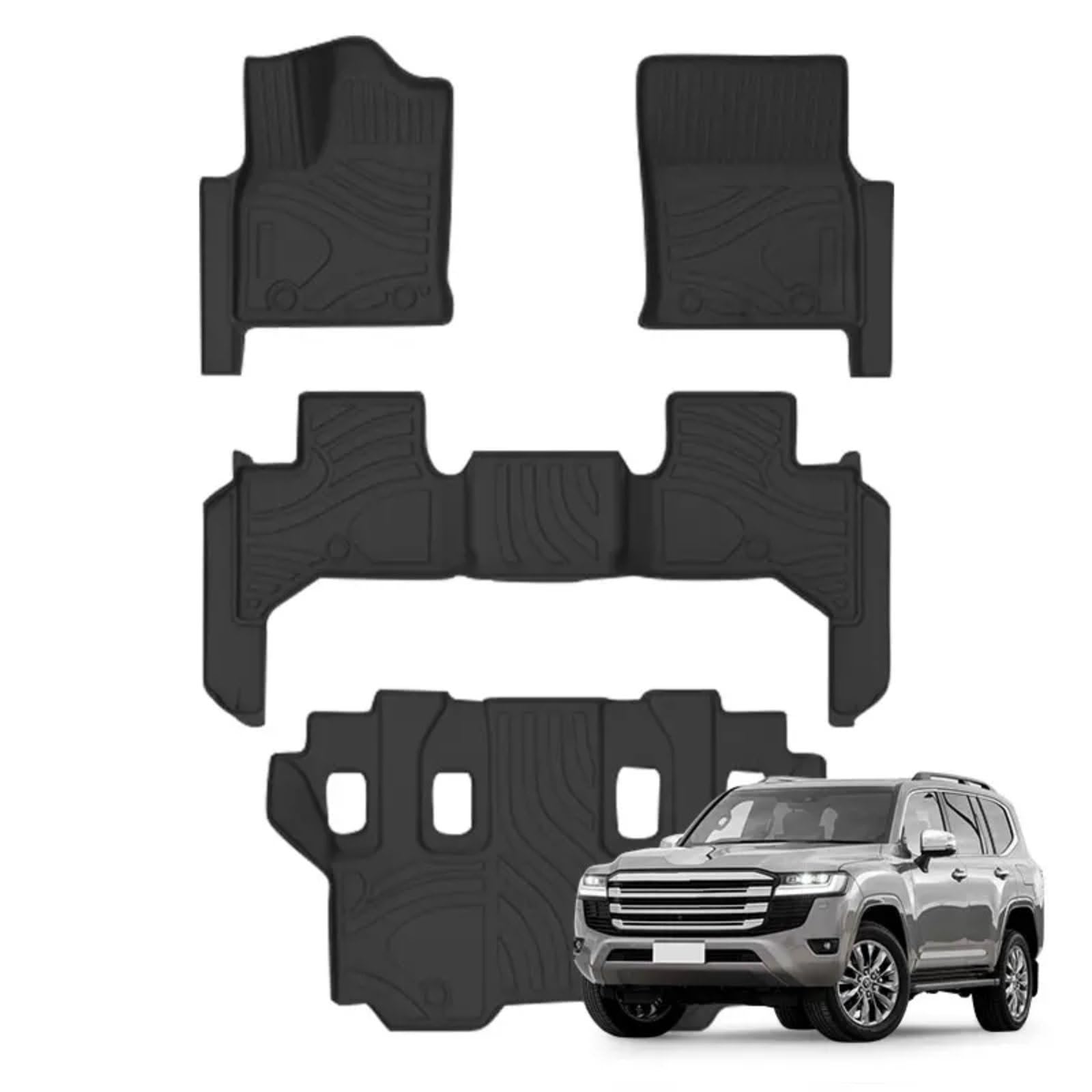 Autoteppiche Für Toyota Für Land Für Cruiser LC300 7seat 3D Auto Fußmatten Cargo Liner Kofferraumpolster Teppich Schutz Zubehör Fussmatten Auto(LHD 4PCS) von CGBWMB