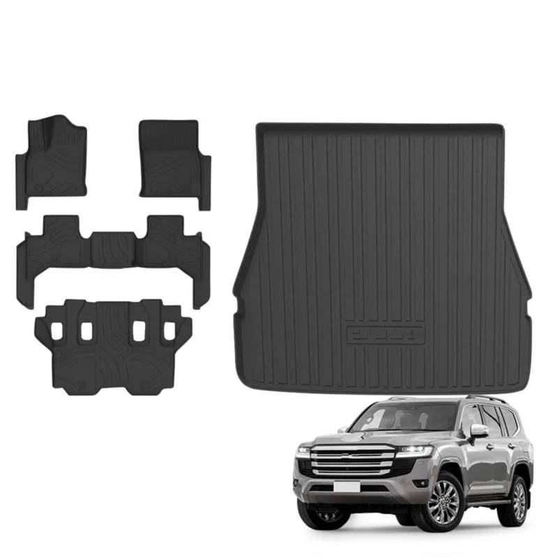 Autoteppiche Für Toyota Für Land Für Cruiser LC300 7seat 3D Auto Fußmatten Cargo Liner Kofferraumpolster Teppich Schutz Zubehör Fussmatten Auto(LHD 5PCS) von CGBWMB