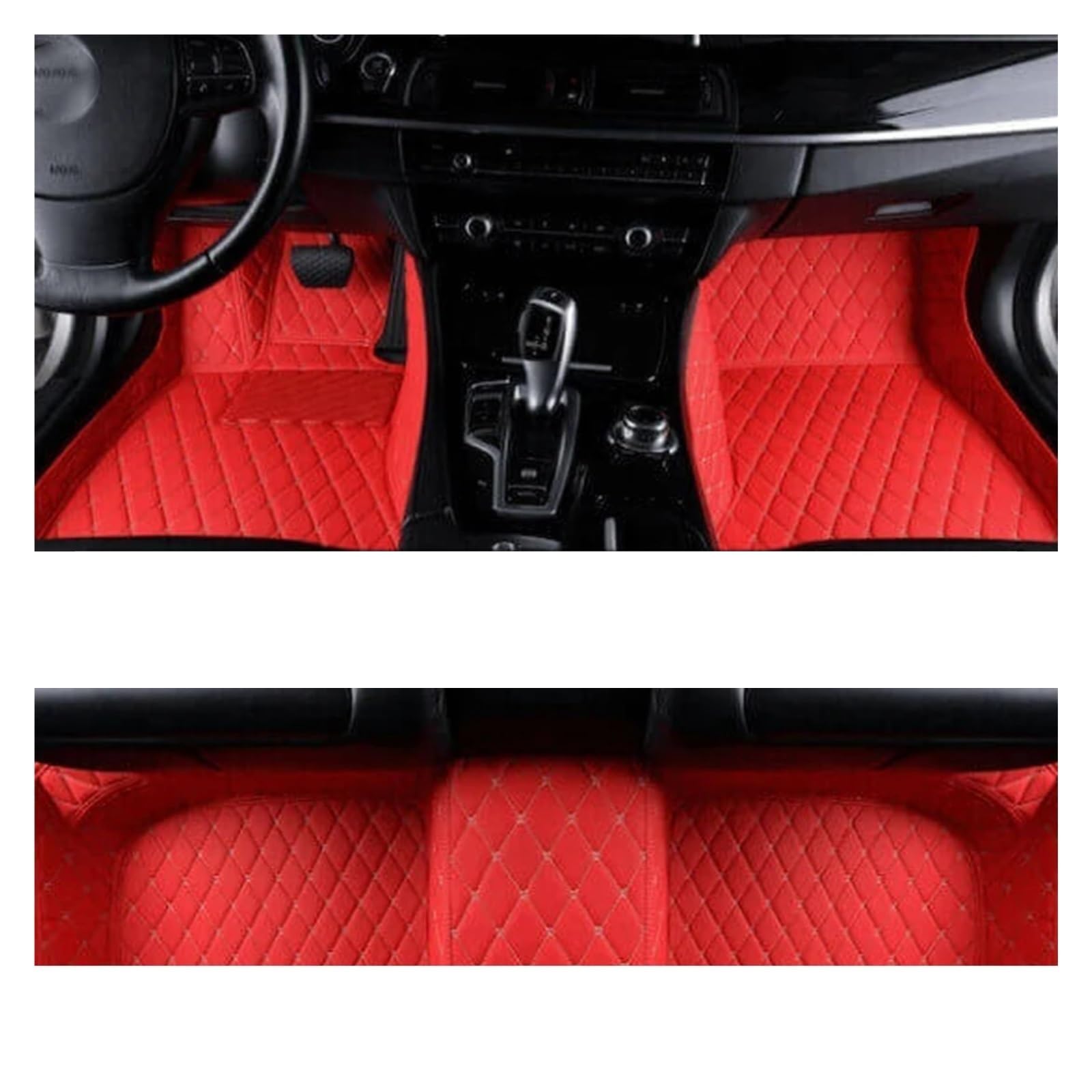 Autoteppiche Für VW Für Golf 4 MK4 1998~2003 Auto Interieur Leder Teppiche Teppiche Fußpolster Auto Fußmatten Fussmatten Auto(Red 1set,Linkslenker) von CGBWMB