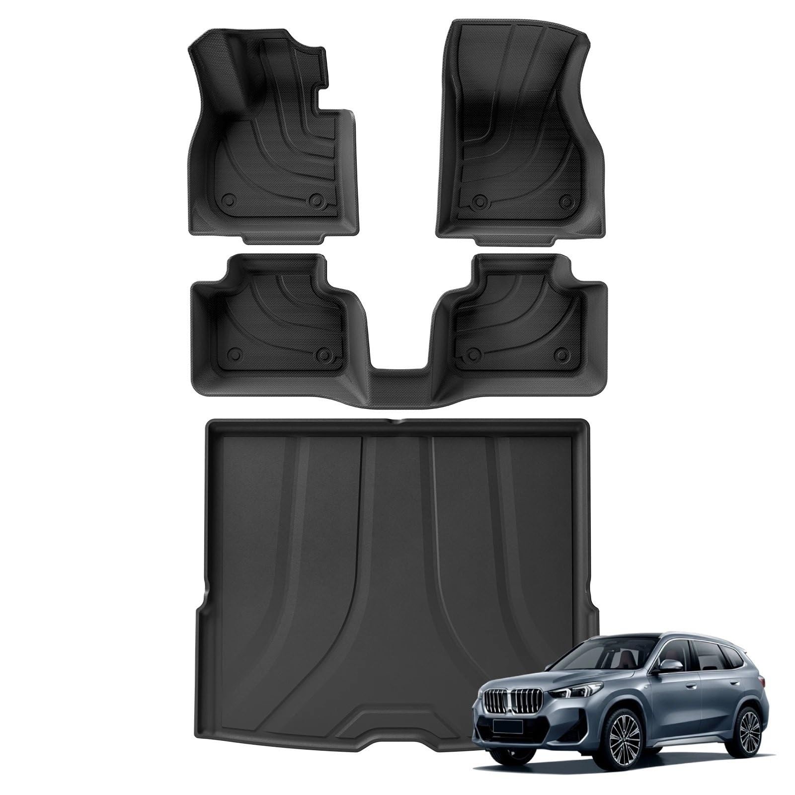 Autoteppiche Für X1 2023 2024 3D Auto Fußmatten Kofferraum/Rückenlehne Pad Geruchlos Zubehör Links Hand Fahrer Fussmatten Auto(LHD 4PCS) von CGBWMB