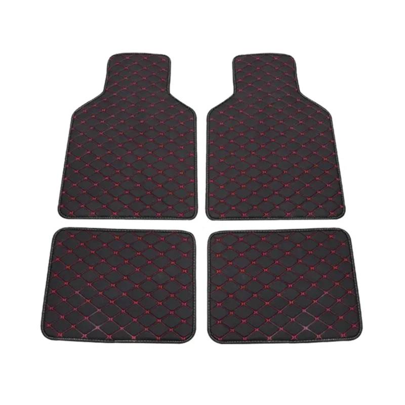 Autoteppiche Universal 4-teiliges Auto-Fußmatten-Set, Passend Für Autos, LKWs, SUVs, Leder-Bodenpolster, Schutzmatten Für Vorne Und Hinten Fussmatten Auto(Black-red) von CGBWMB