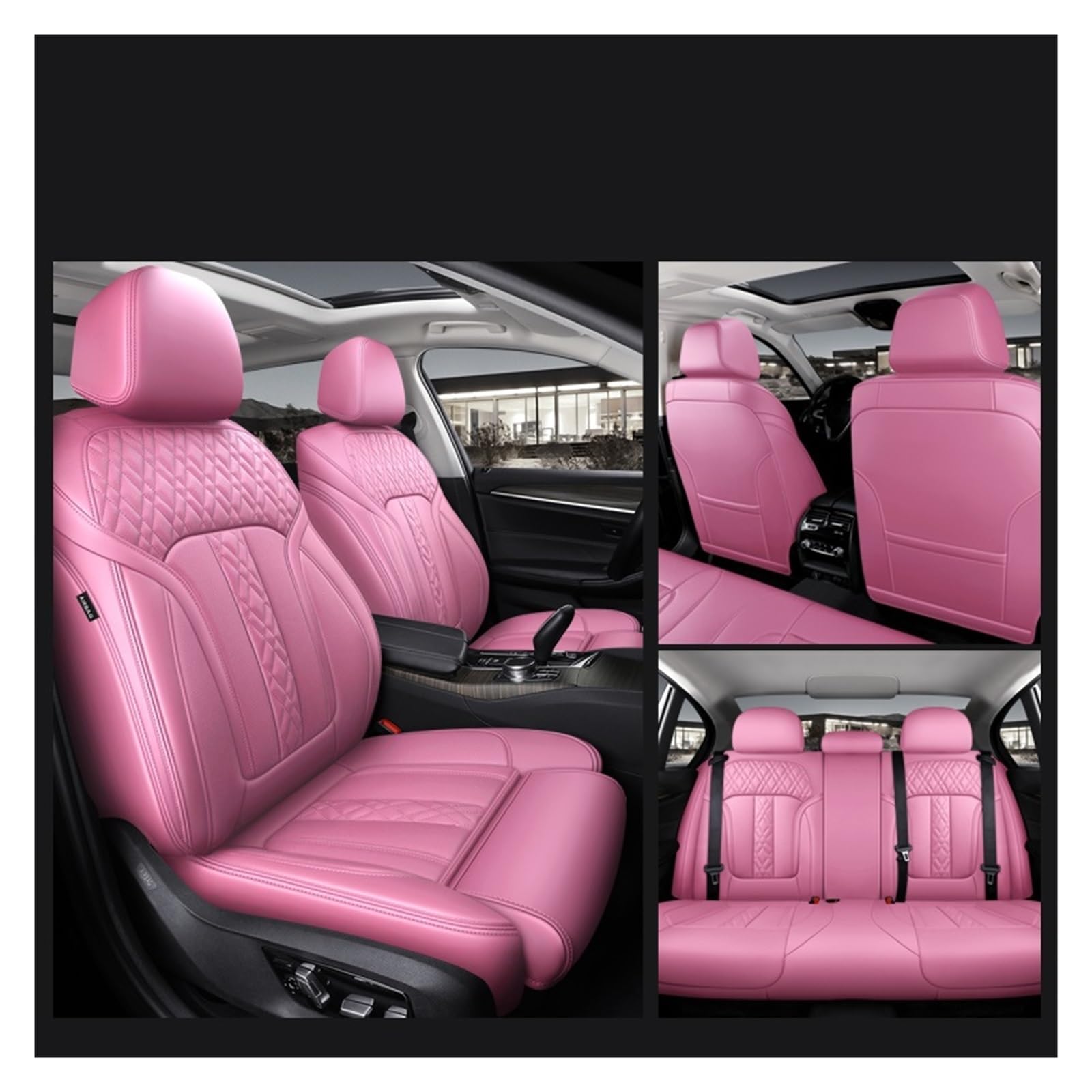 CGBWMB Auto-Sitzbezüge Für 7 5 3 1 Serie X5 X3 X1 Autozubehör Sitzbezüge für 5 Sitze Komplettset Mittelperforiertes Leder Autositzbezüge(Pink) von CGBWMB