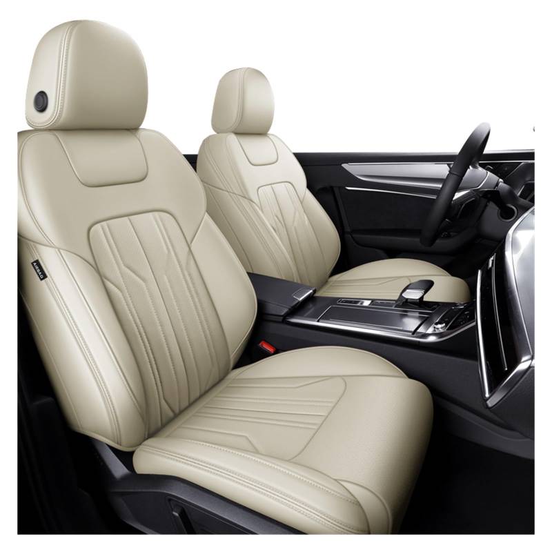 CGBWMB Auto-Sitzbezüge Für A4 A6 Q3 Q5 Autozubehör Sitzbezüge für 5 Sitze Komplettset Leder Autositzbezüge(Beige) von CGBWMB