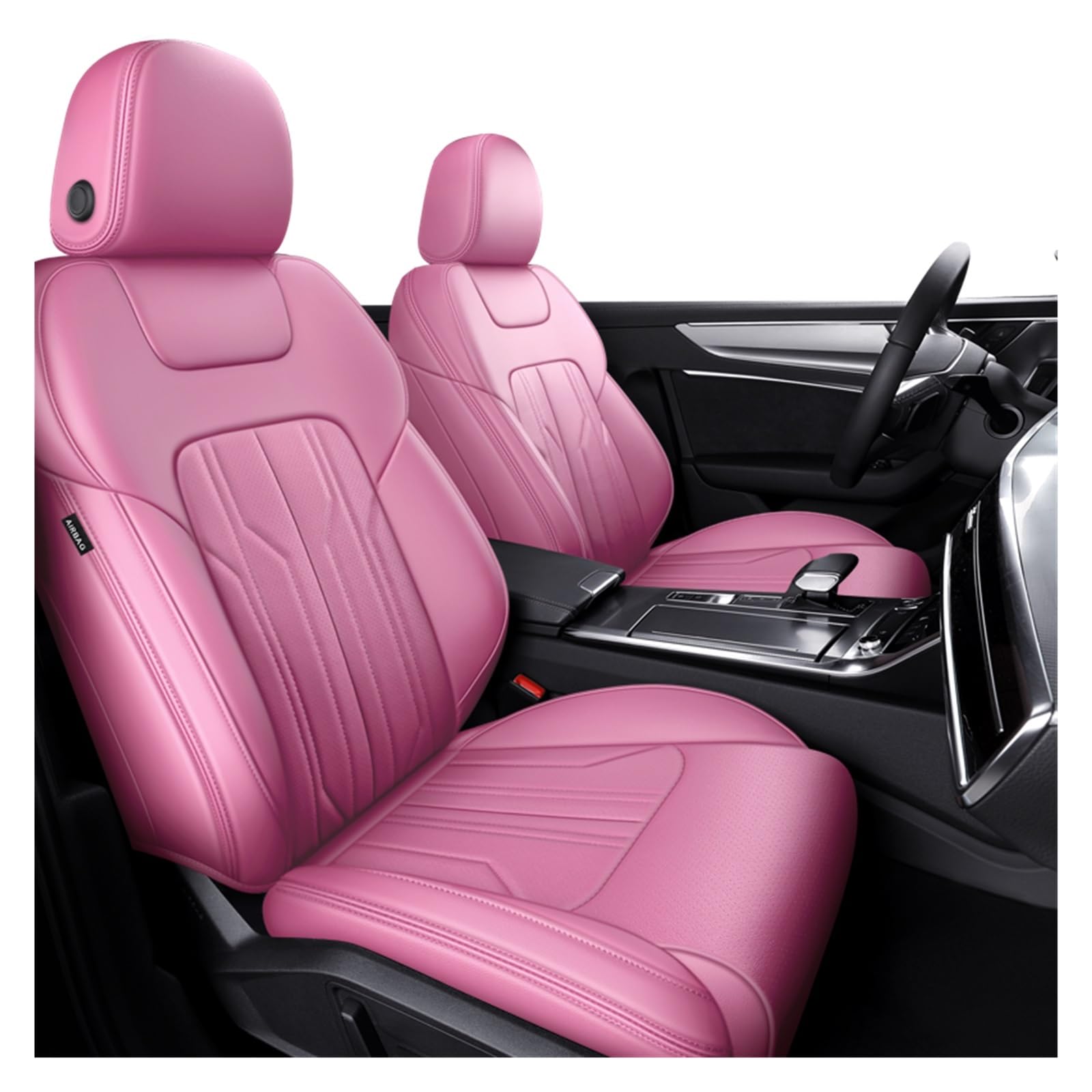 CGBWMB Auto-Sitzbezüge Für A4 A6 Q3 Q5 Autozubehör Sitzbezüge für 5 Sitze Komplettset Leder Autositzbezüge(Pink) von CGBWMB