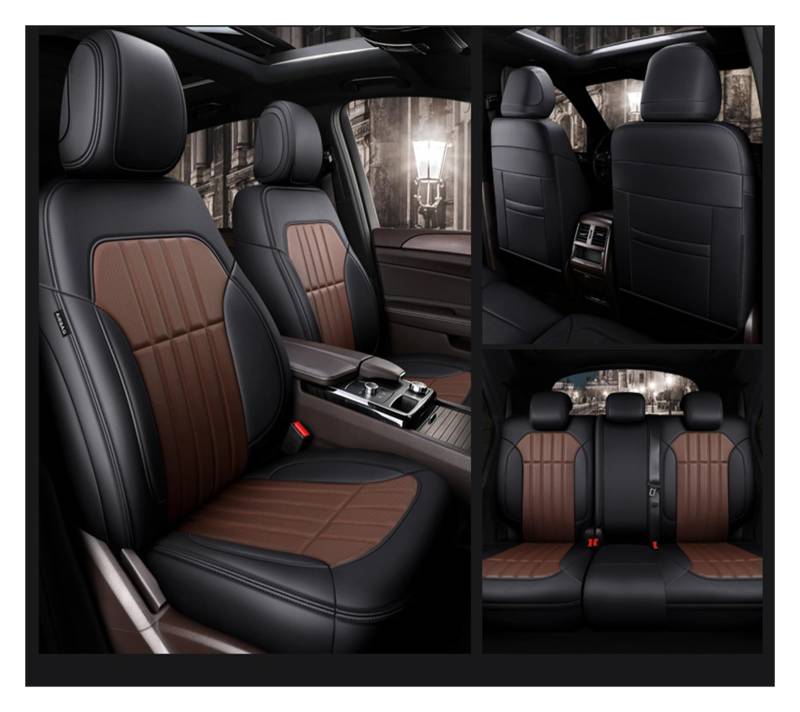 CGBWMB Auto-Sitzbezüge Für Benz W204 W205 W211 W203 W246 Autozubehör Sitzbezug Für 5 Sitze Komplettset Lederspezifisch Autositzbezüge(Black Coffee) von CGBWMB