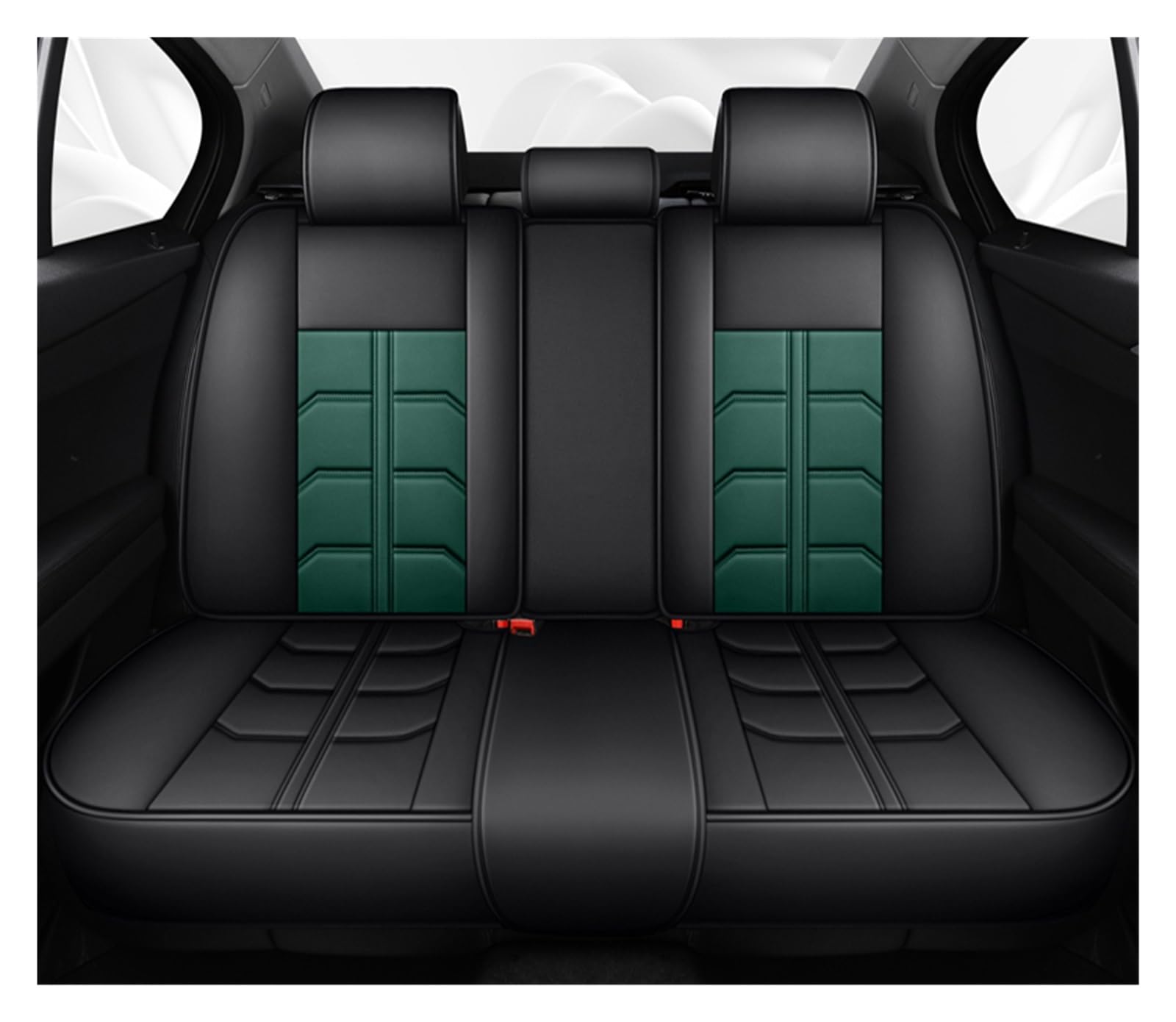 CGBWMB Auto-Sitzbezüge Für Sport Für Master 3 Scenic Für Megane Für Trafic Für Talisman Für Duster Universal Leder Auto Sitzbezug Autositzbezüge(Rear Seats-Green) von CGBWMB