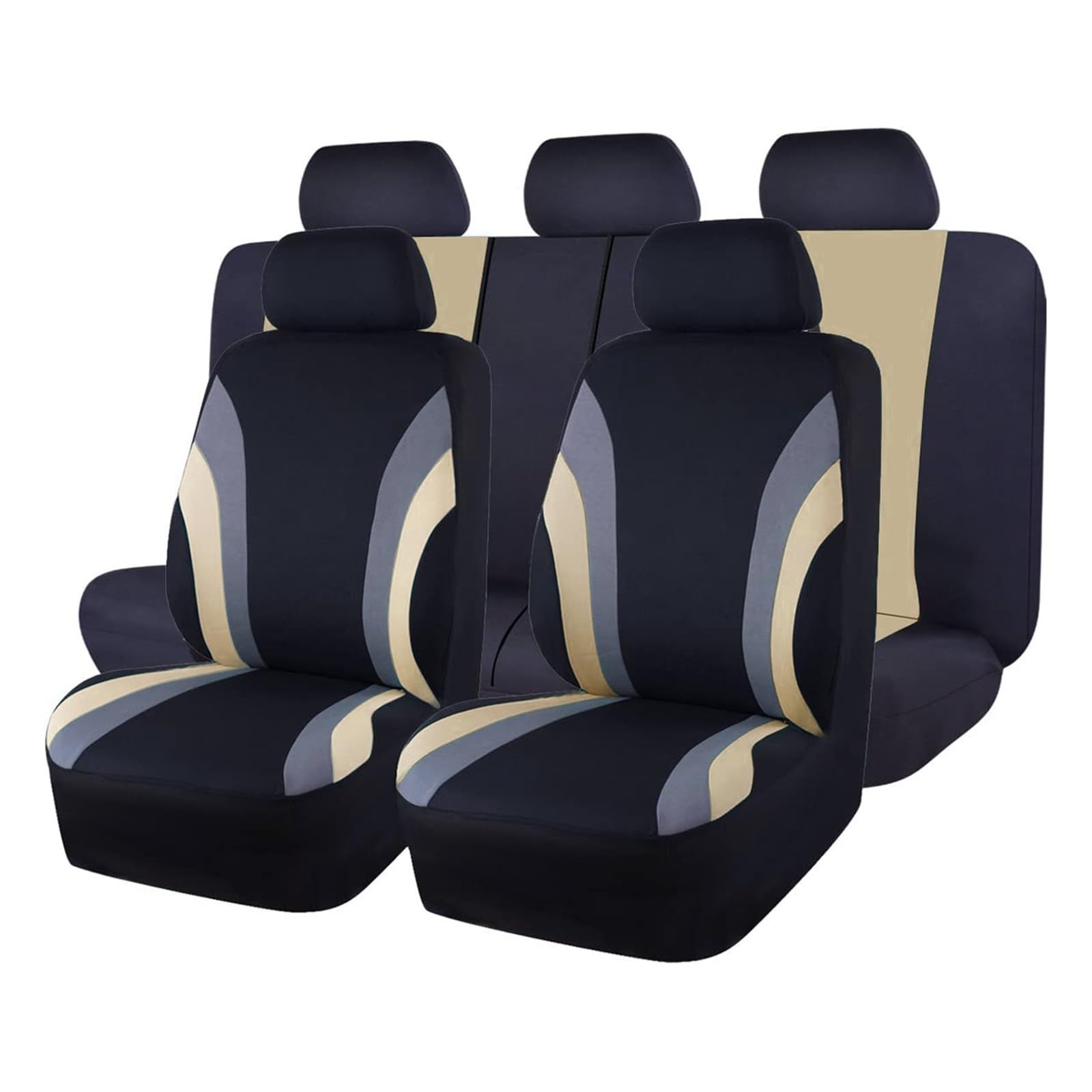 CGBWMB Auto-Sitzbezüge Sport-Stil Komplettes Set Polyester-Stoff Autositzbezüge Autositzschutz Universell Für Die Meisten Autos SUVs Autositzbezüge(AE-2008-BG) von CGBWMB