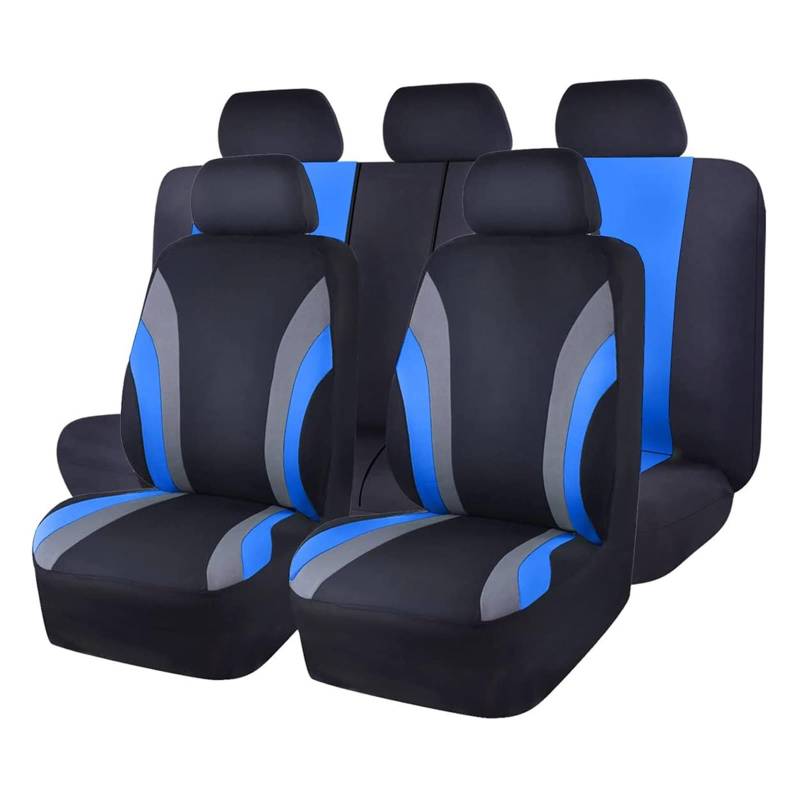 CGBWMB Auto-Sitzbezüge Sport-Stil Komplettes Set Polyester-Stoff Autositzbezüge Autositzschutz Universell Für Die Meisten Autos SUVs Autositzbezüge(AE-2008-BL) von CGBWMB