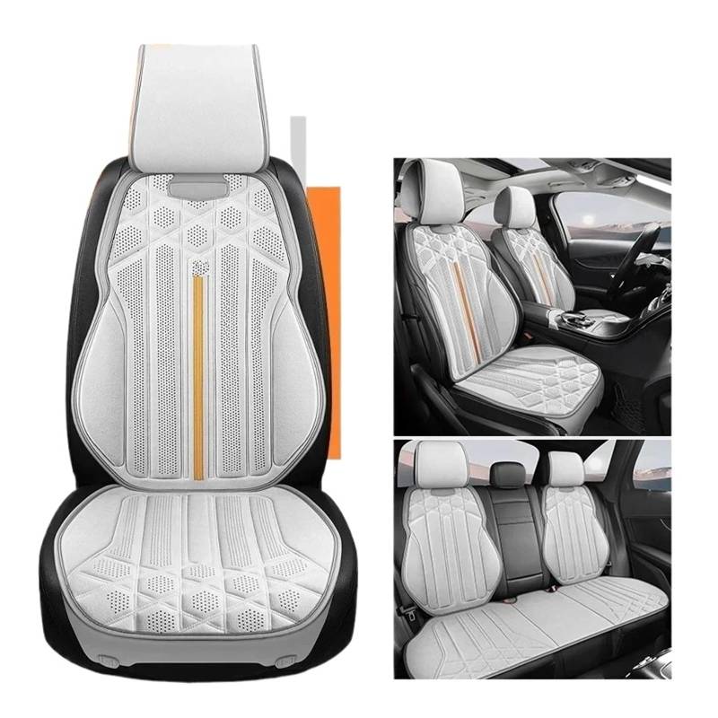 CGBWMB Auto-Sitzbezüge Universal Auto Sitz Abdeckung Vier Saison Auto Atmungsaktive Flachs Sattel Pad Sitzbezüge Für Auto Sitze Abdeckung Schutz Autositzbezüge(White Set) von CGBWMB