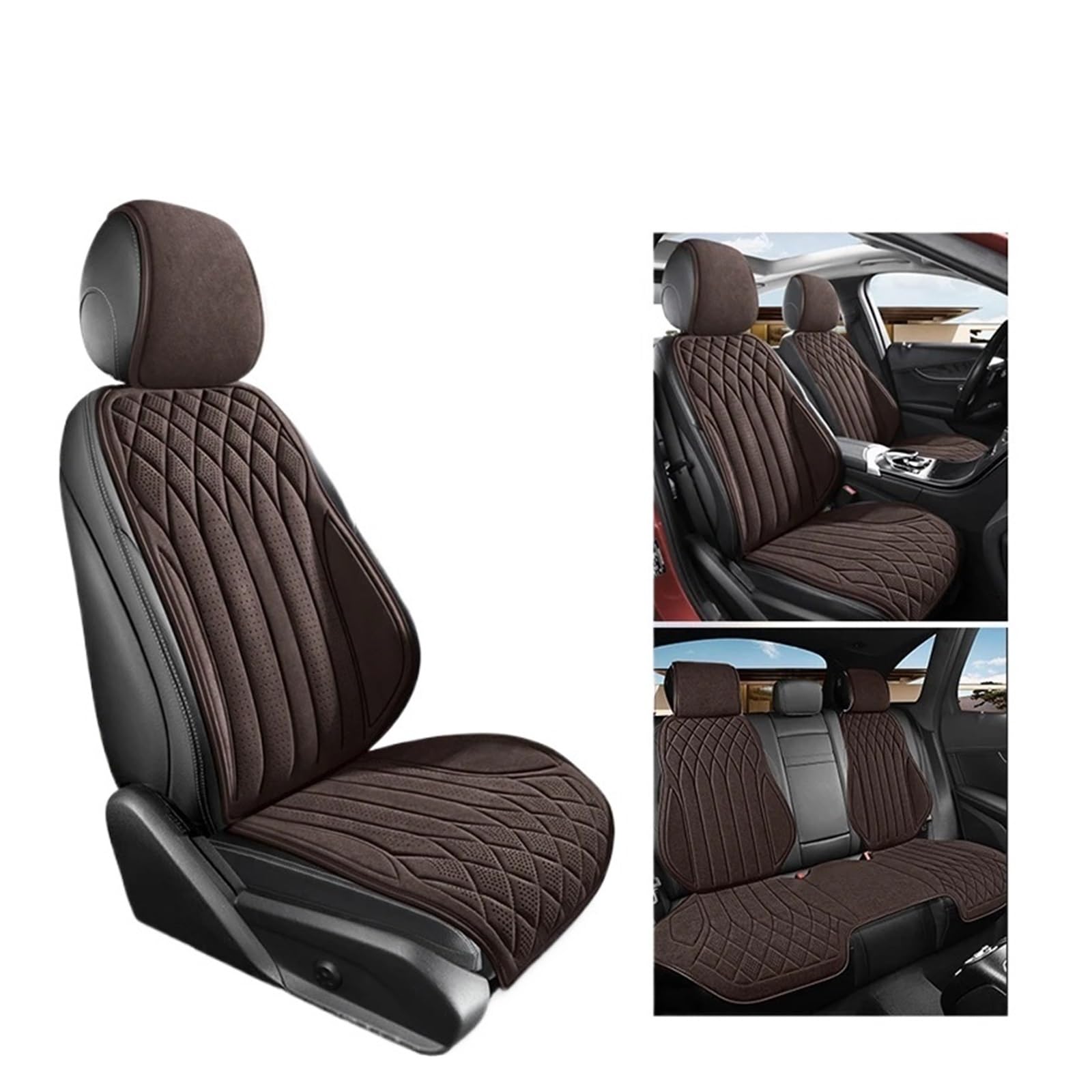 CGBWMB Auto-Sitzbezüge Universal Auto Sitz Abdeckung Vier Saison Auto Leder Sattel Pad Sitzbezüge Für Auto Coole Sitze Abdeckung Schutz Autositzbezüge(Brown Set) von CGBWMB