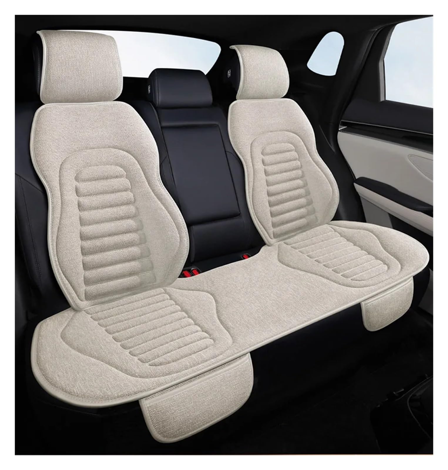 CGBWMB Auto-Sitzbezüge Universeller Autositzbezug Für Vier Jahreszeiten, Atmungsaktive Flachs-Sitzbezüge Für Den Schutz Von Autositzen Autositzbezüge(Beige Back seat Set) von CGBWMB