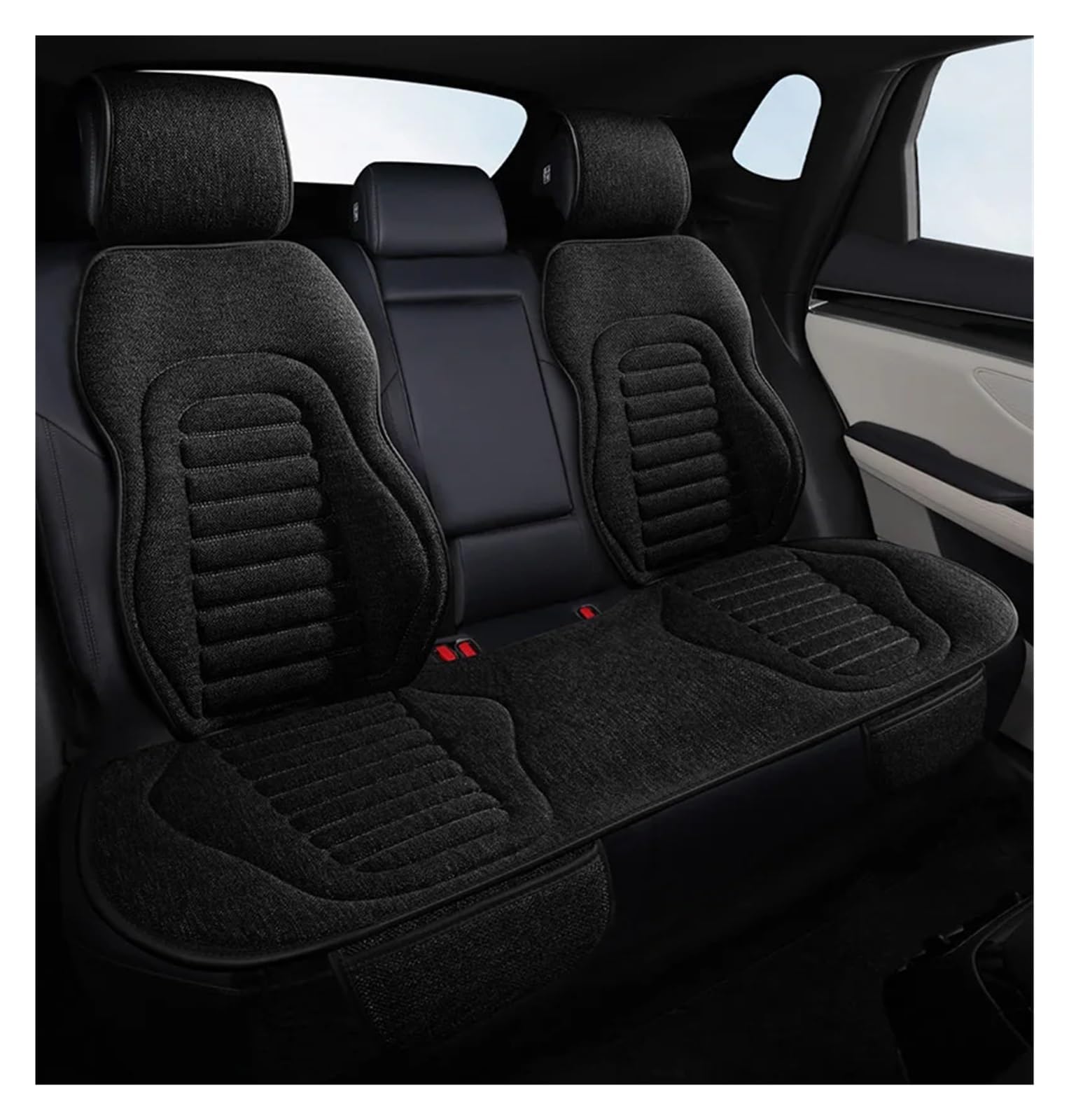 CGBWMB Auto-Sitzbezüge Universeller Autositzbezug Für Vier Jahreszeiten, Atmungsaktive Flachs-Sitzbezüge Für Den Schutz Von Autositzen Autositzbezüge(Black Back seat Set) von CGBWMB