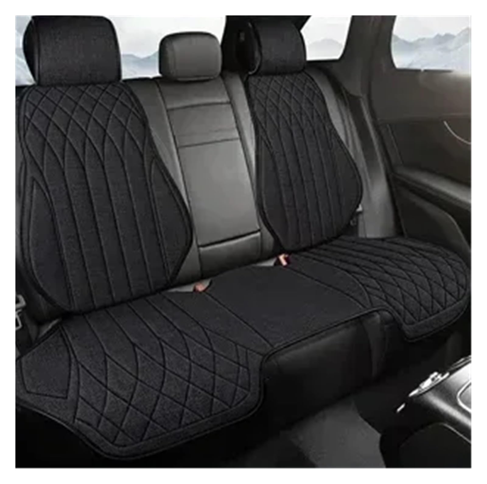 CGBWMB Auto-Sitzbezüge Universeller Autositzbezug Für Vier Jahreszeiten, Atmungsaktive Flachs-Sitzbezüge Für Den Schutz Von Autositzen Autositzbezüge(Black Rear seat Set) von CGBWMB